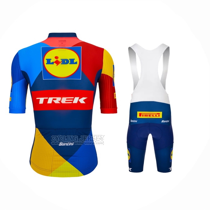 2024 Cycling Jersey Lidl Trek Deep Blue Red Short Sleeve And Bib Short